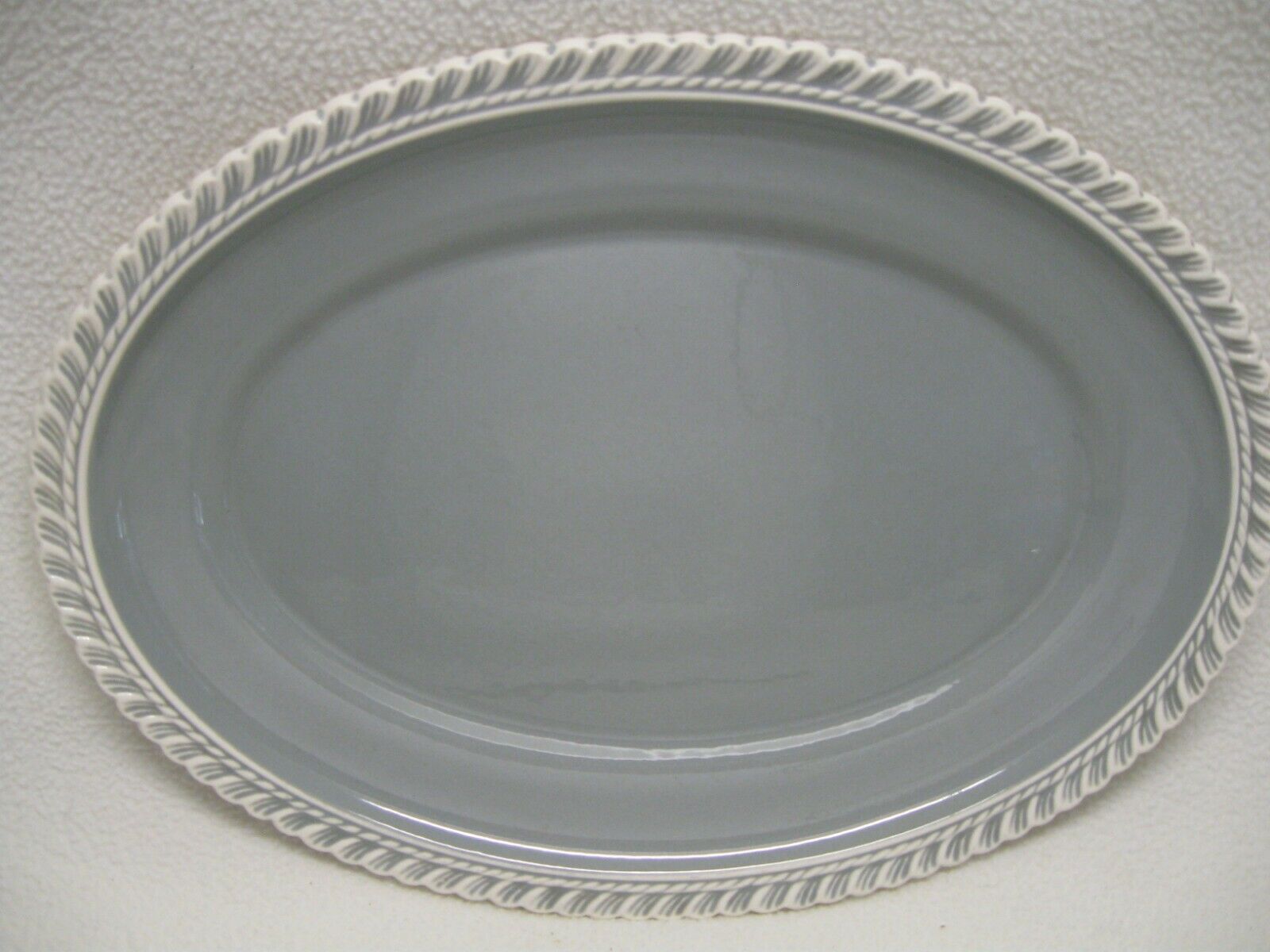 Harker Ware Chesterton Light Gray 13 1/2" Oval Serving Platter Euc