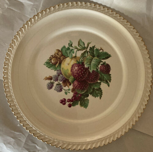Harker Pottery Co.~strawberry Fruit Plate- 10” . 22kt Gold Trimmed Usa