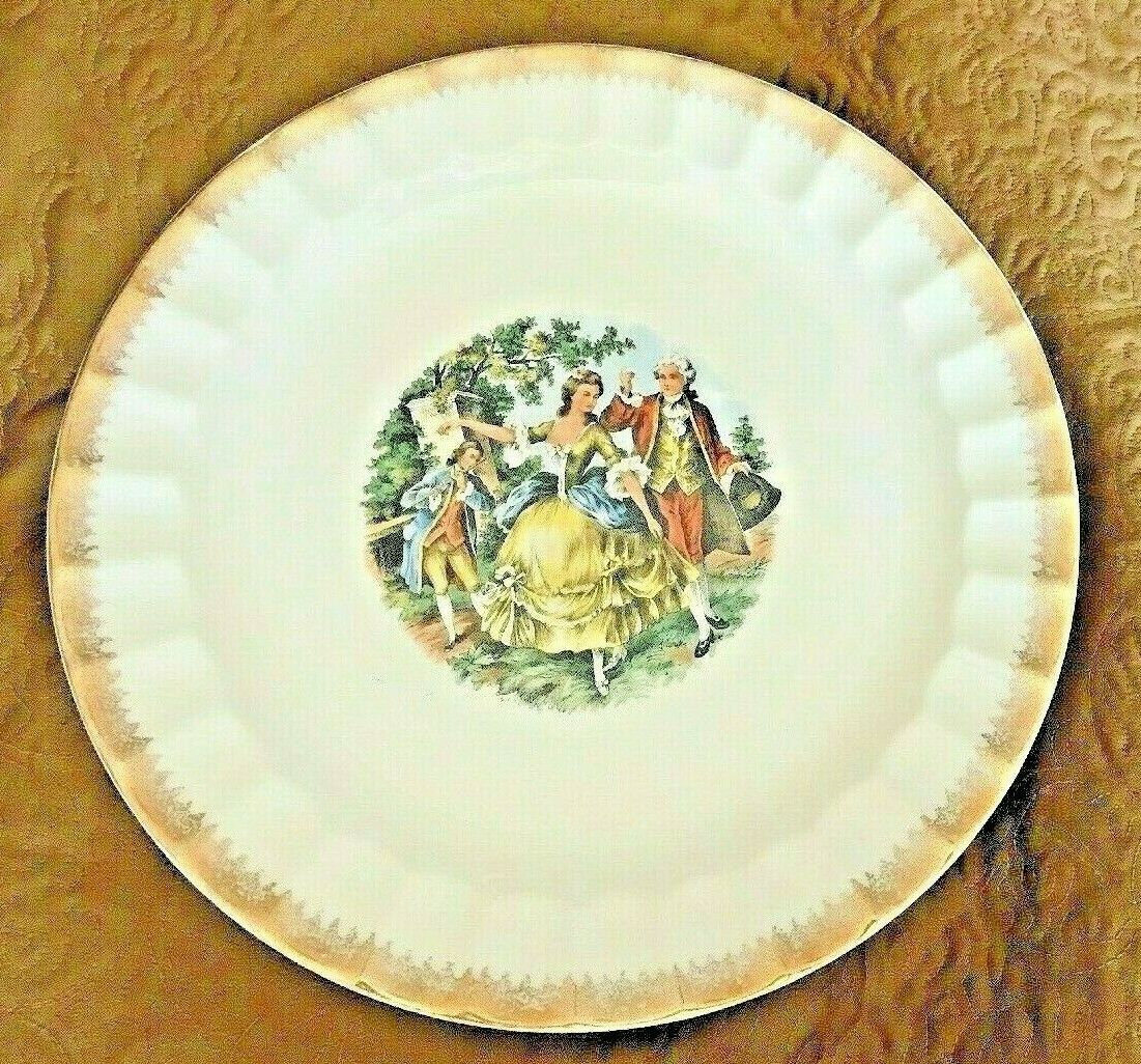 Colonial Courtship Dinner Plate Waubun Creamery Mn Vintage 22 Kt Gold Rare