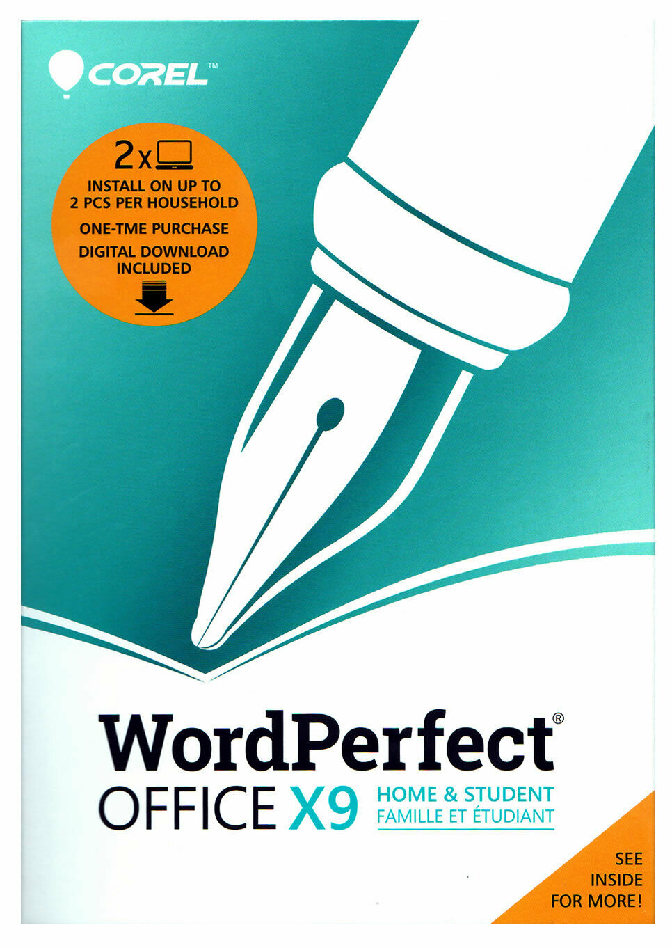Corel Wordperfect Office X9 Home & Student 2-pc Wpox9hsefmbam - New Retail Box