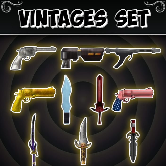 *cheapest* Roblox Mm2 Vintage Set Godly Knifes And Guns *fast Delivery*